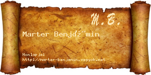 Marter Benjámin névjegykártya